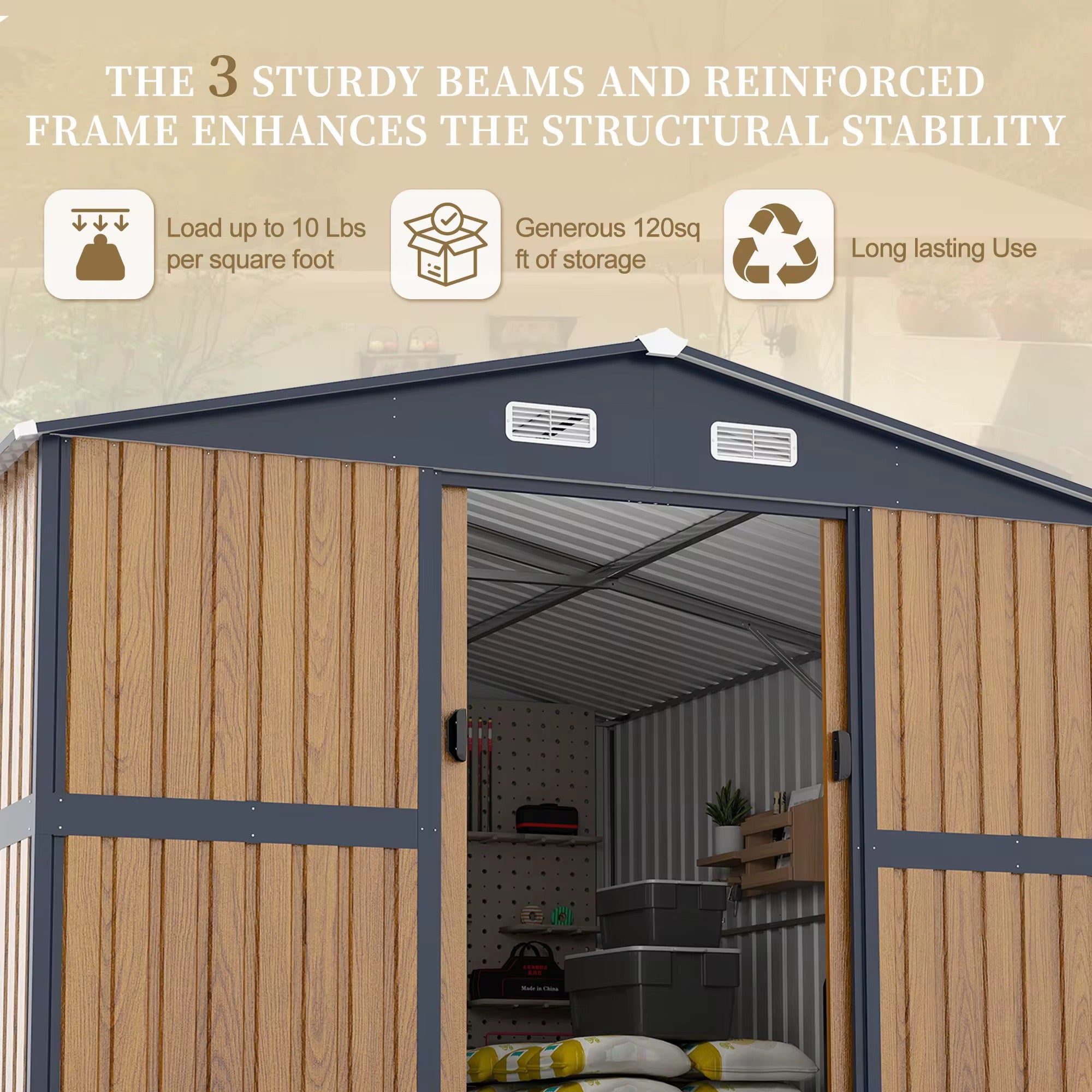 Wooden Aluminum Outdoor Shed-3