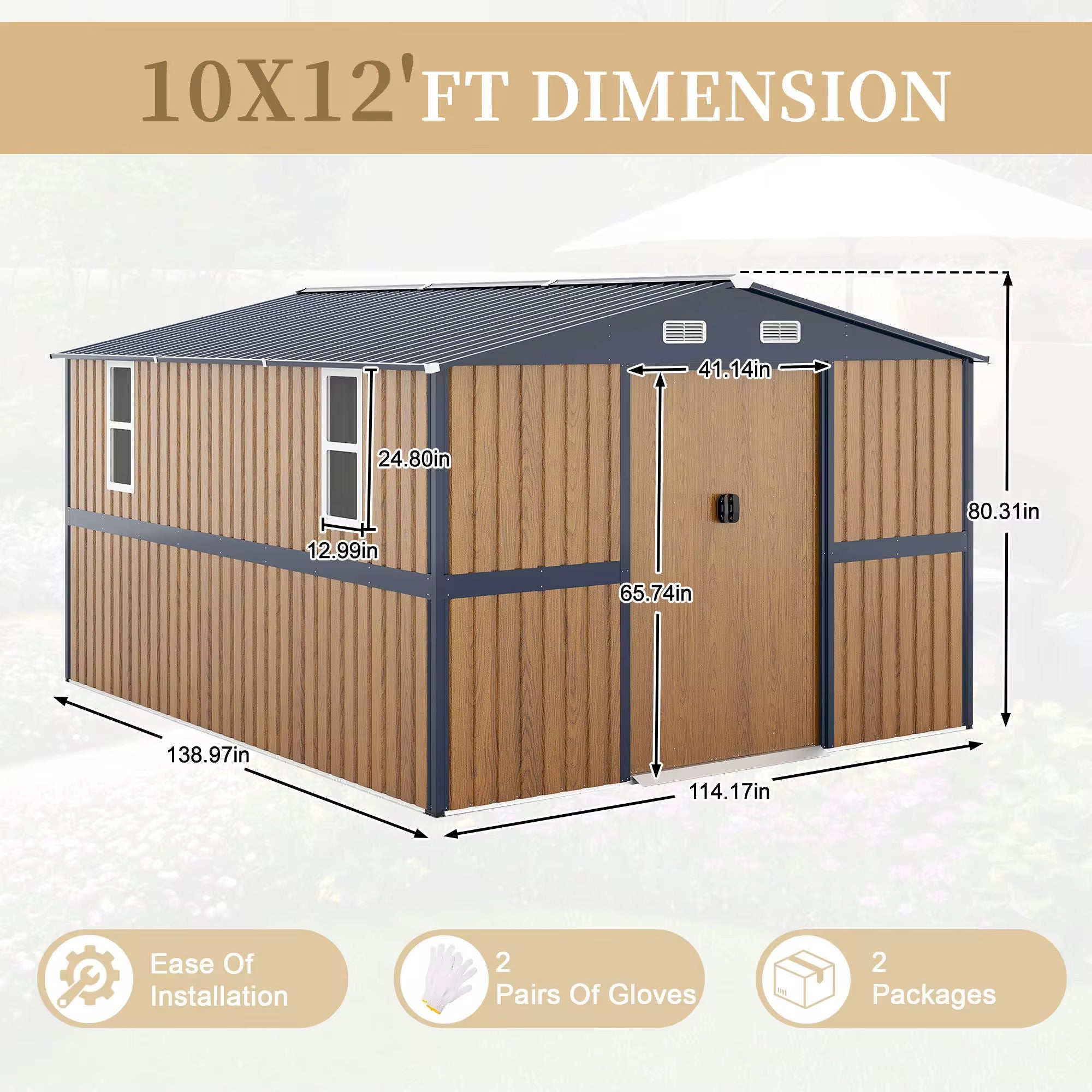 Wooden Aluminum Outdoor Shed-4
